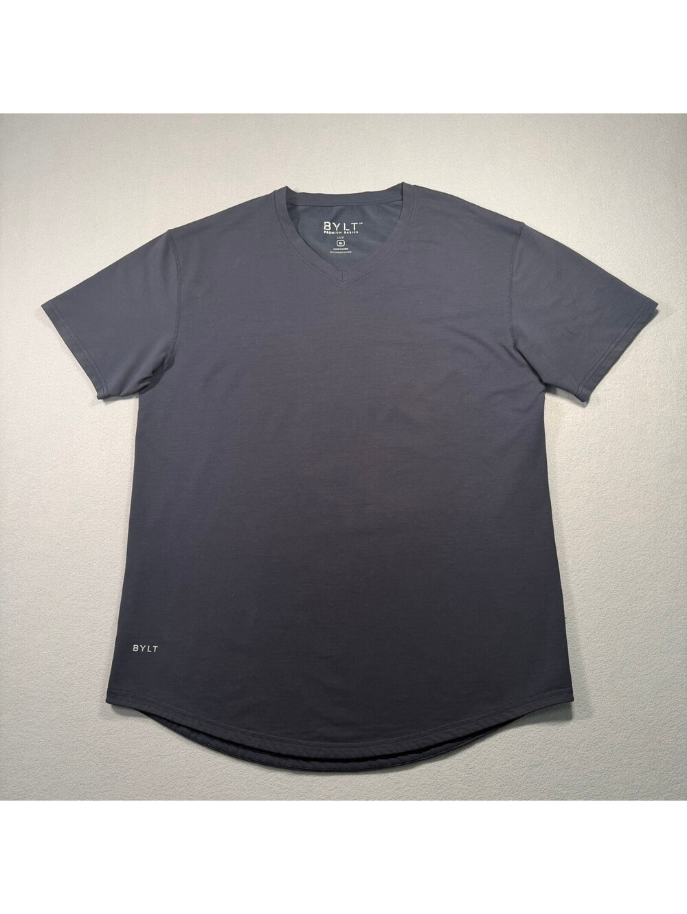 BYLT Drop-Cut LUX V-Neck T-Shirt Mens XL Navy Blue Short Sleeve Premium Basics